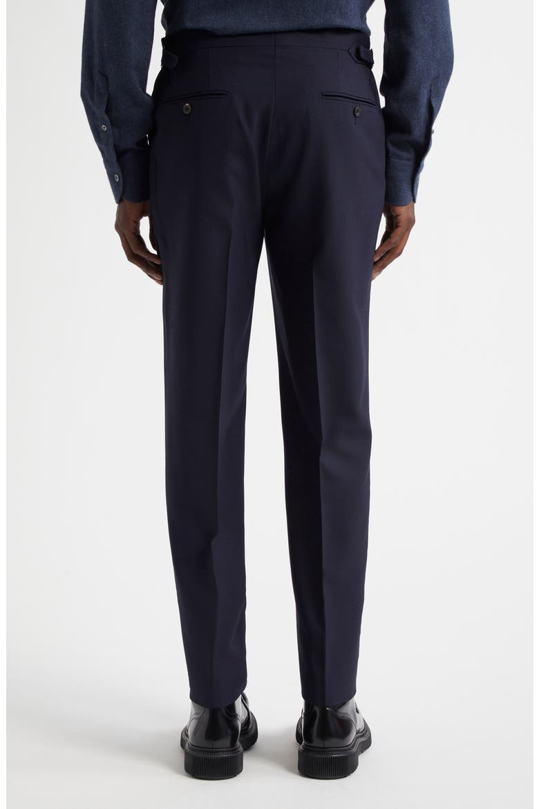 Fresco Tailored Flat Front Wool Trousers, Alternate, color, NAVY