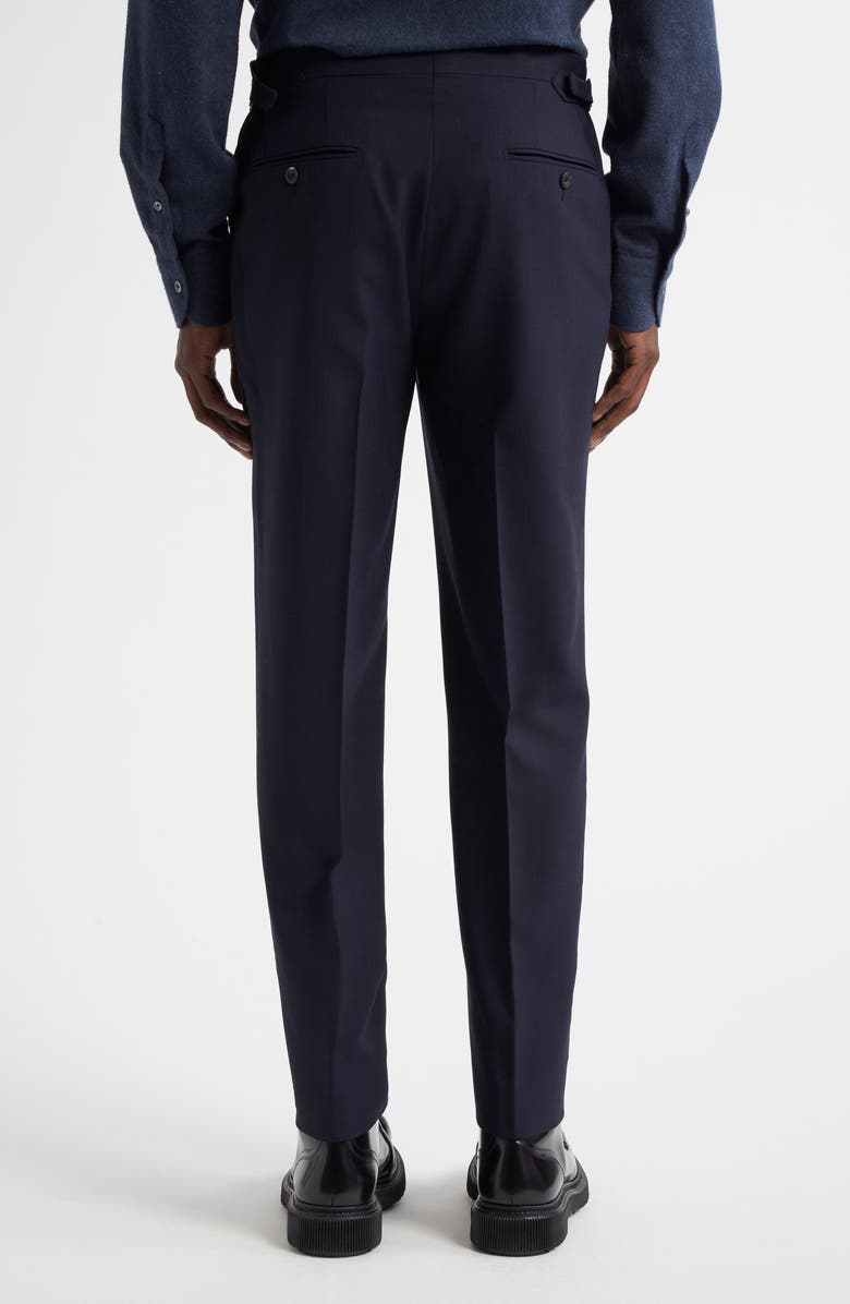 Thom Sweeney Fresco Tailored Flat Front Wool Trousers, Alternate, color, Navy