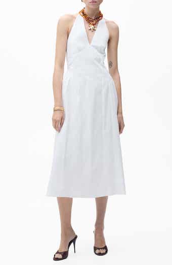 MANGO Cotton Blend Halter Midi Dress