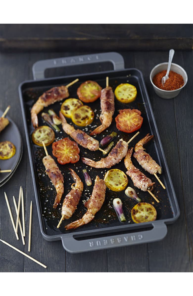 CHASSEUR 14" Caviar Grey Rectangular French Enameled Cast Iron Griddle, Alternate, color, 