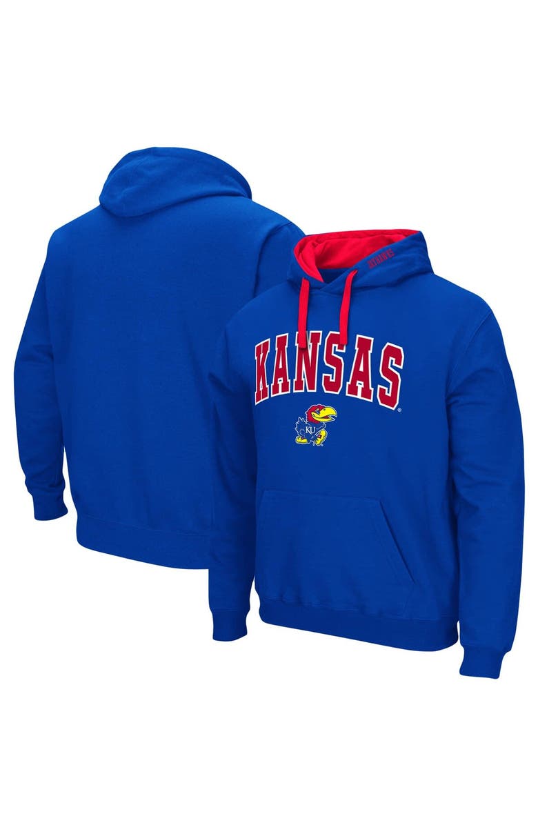 COLOSSEUM Men's Colosseum Royal Kansas Jayhawks Big & Tall Arch & Logo 2.0 Pullover Hoodie, Main, color, Royal
