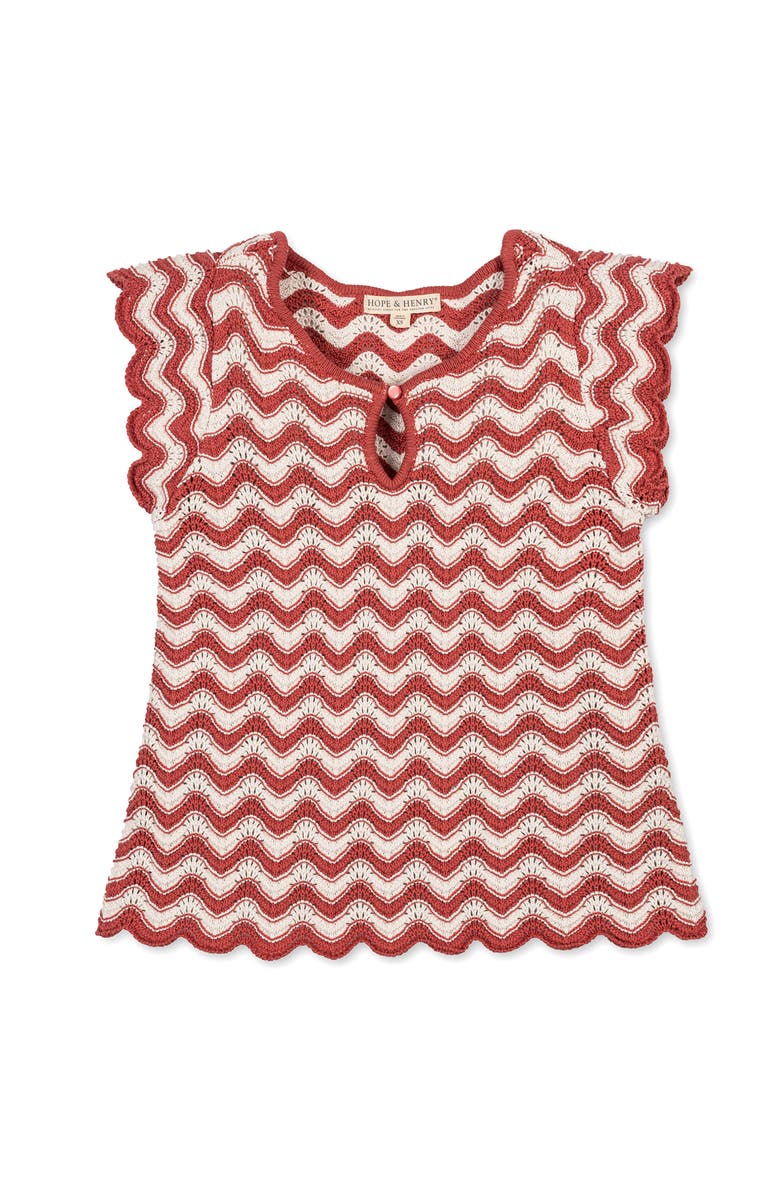 Hope & Henry Organic Flutter Sleeve Sweater Top, Alternate, color, Tidal Wiggle