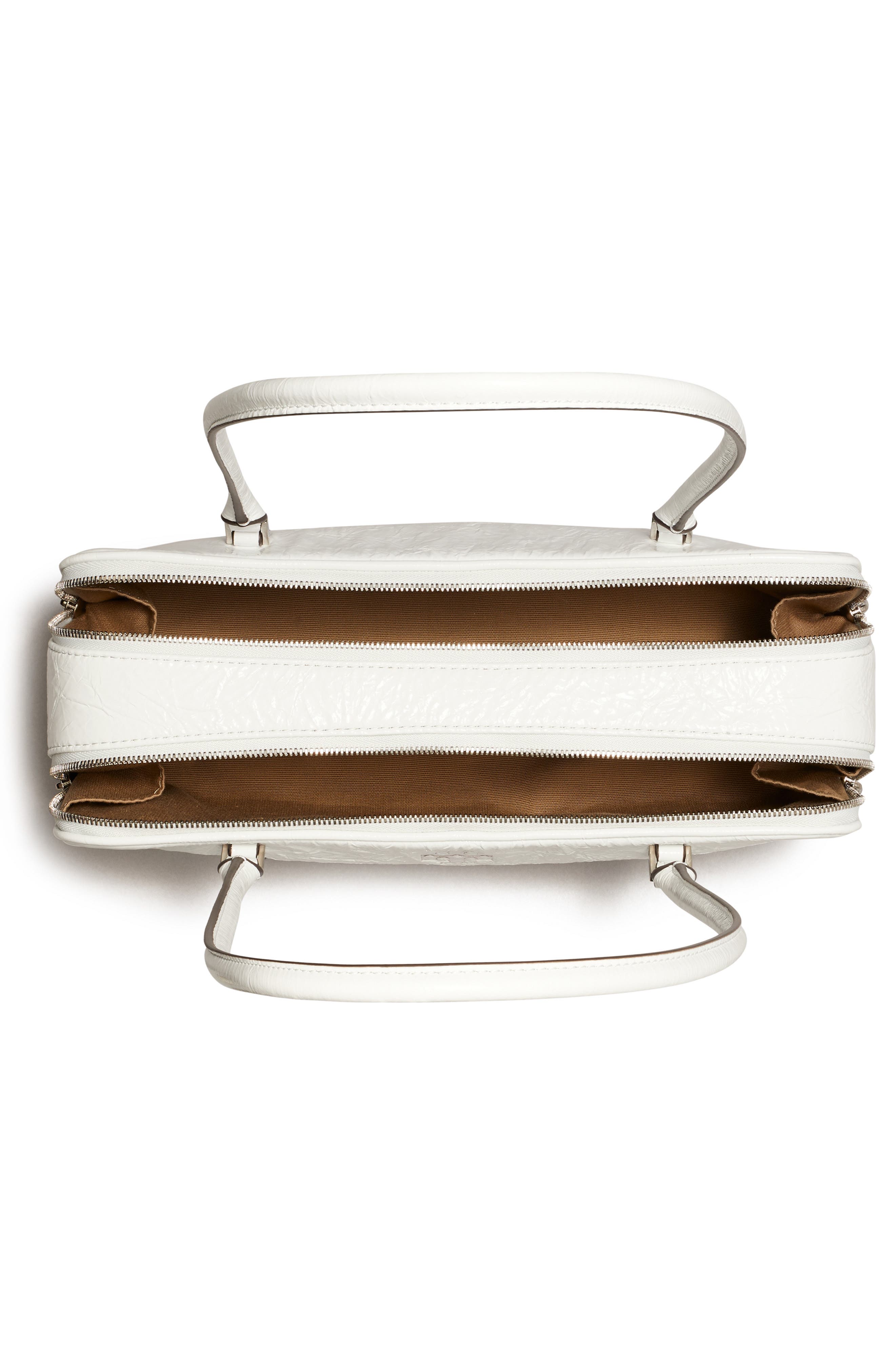 Tory Burch T Monogram Small Metallic Marshmallow Satchel, Alternate, color, White