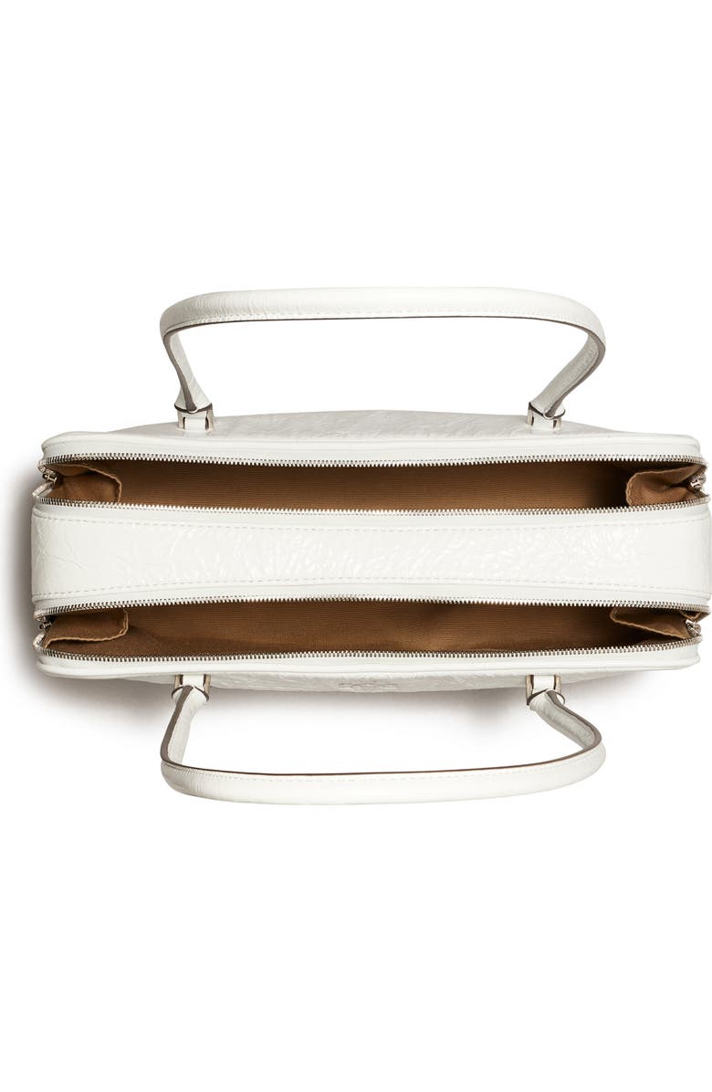 Tory Burch T Monogram Small Metallic Marshmallow Satchel, Alternate, color, White