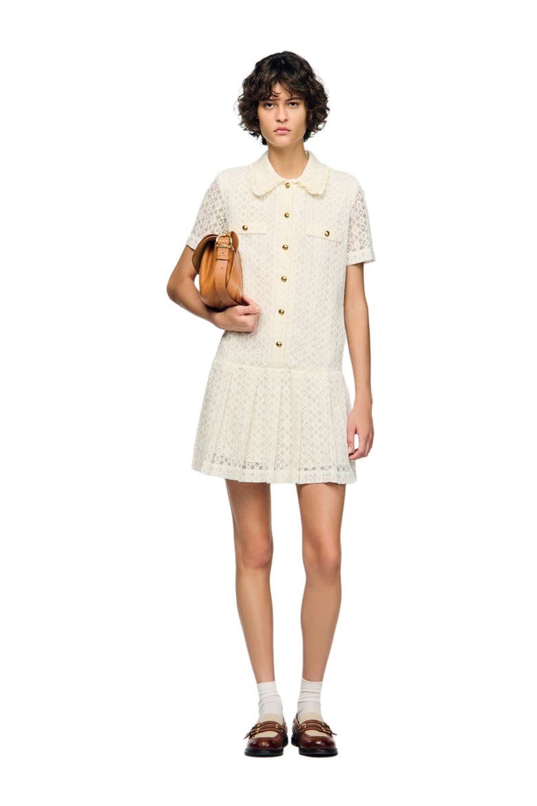 Short lace dress, Alternate, color, Ecru