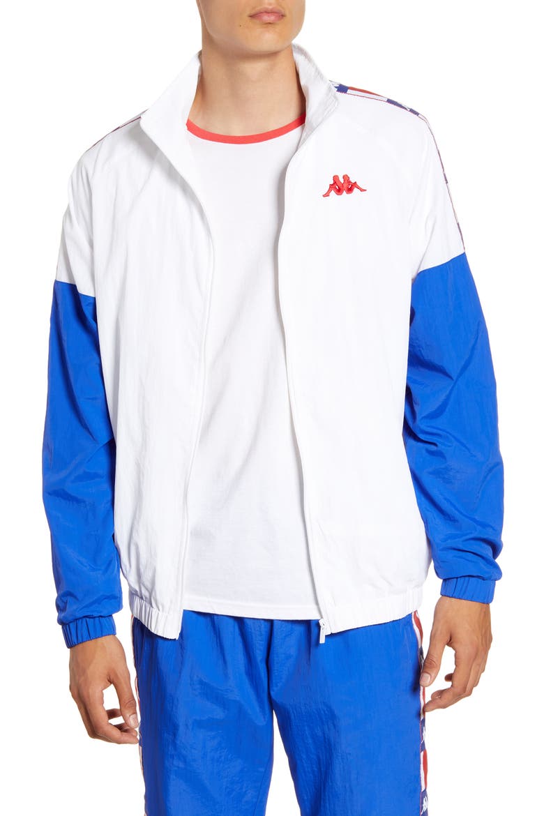 Kappa Authentic LA Basalt Nylon Track Jacket, Main, color, WHITE-BLUE-BLUE
