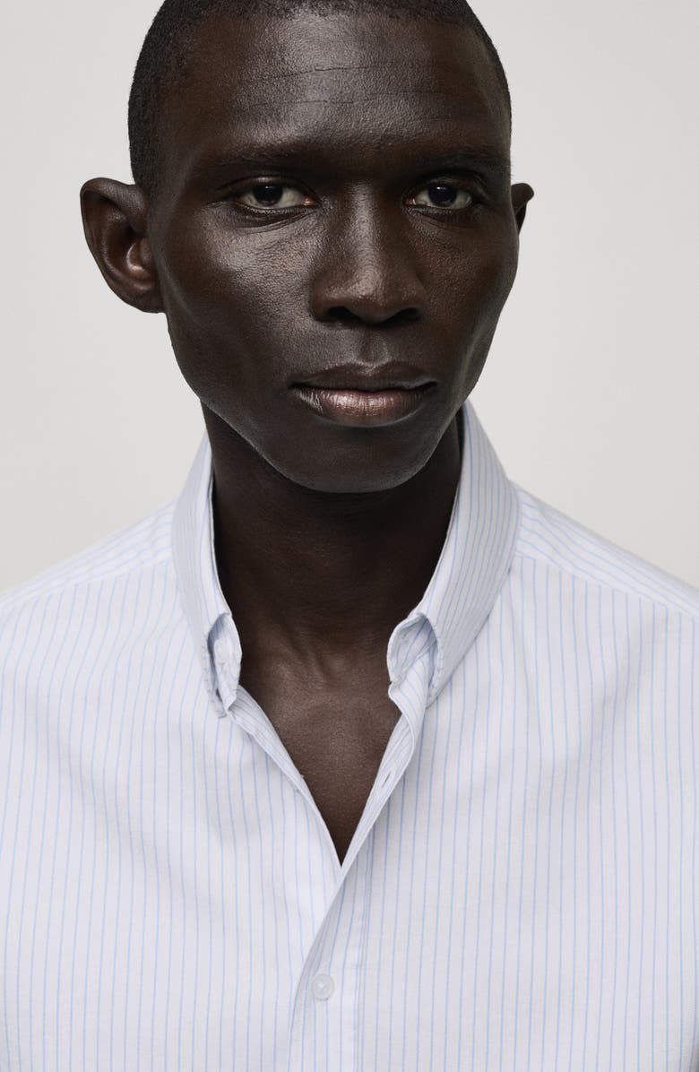 MANGO Regular Fit Stripe Cotton Button-Up Shirt, Alternate, color, White