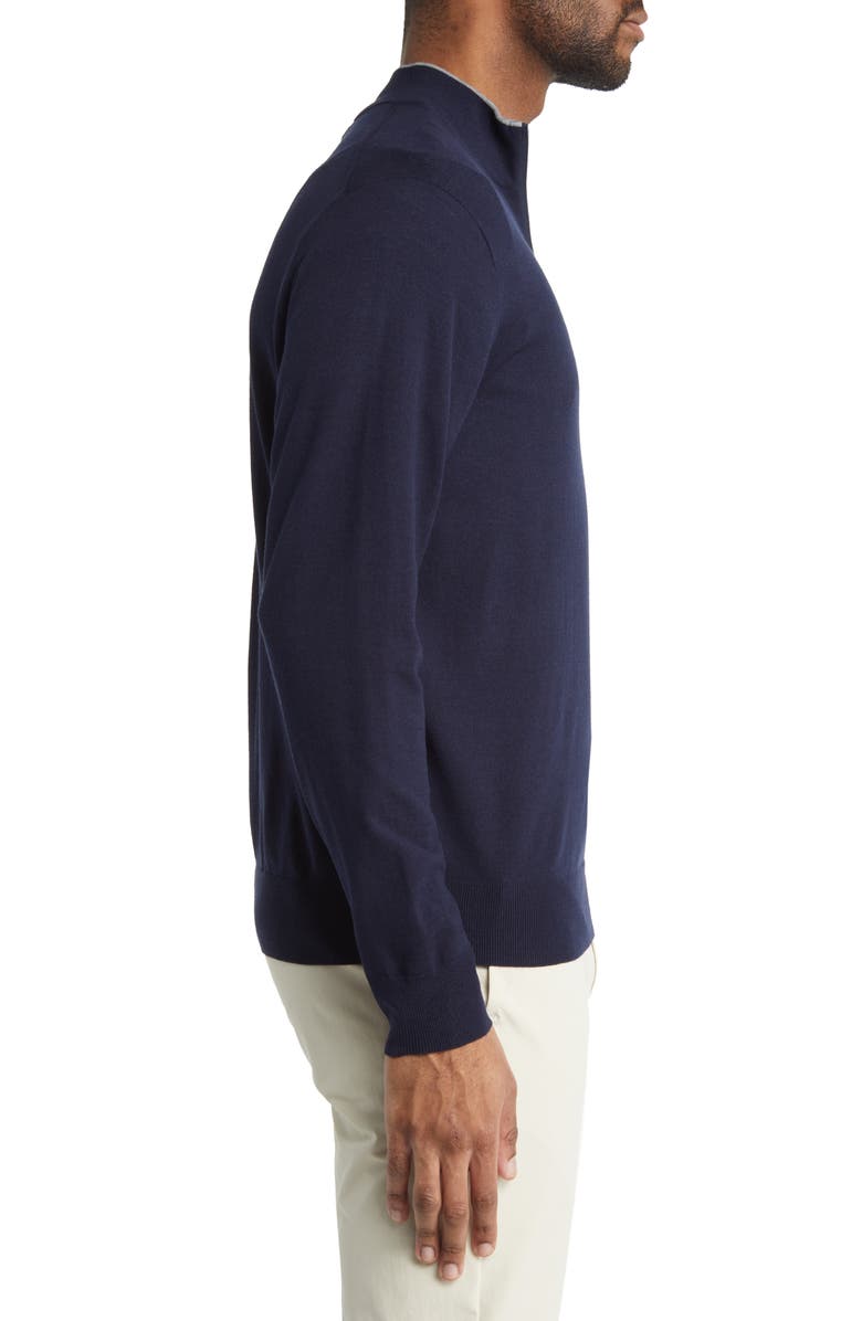 Peter Millar Crown Crafted Excursionist Flex Quarter Zip Merino Wool Blend Pullover, Alternate, color, Navy
