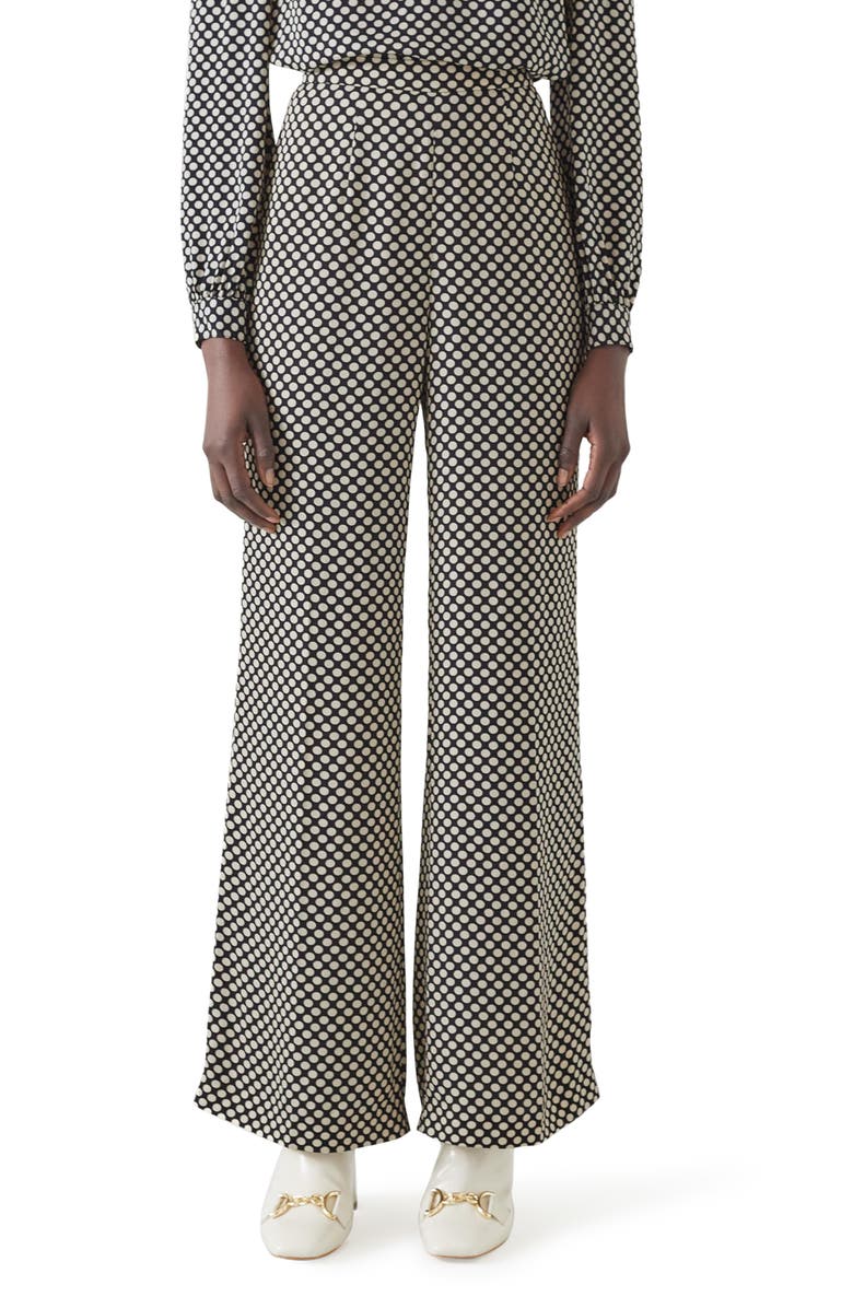LK Bennett Esme Polka Dot Wide Leg Trousers, Main, color, 
