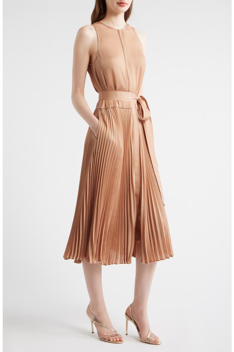 Maxine Crinkle Pleated Midi Dress, Alternate, color, CHAI