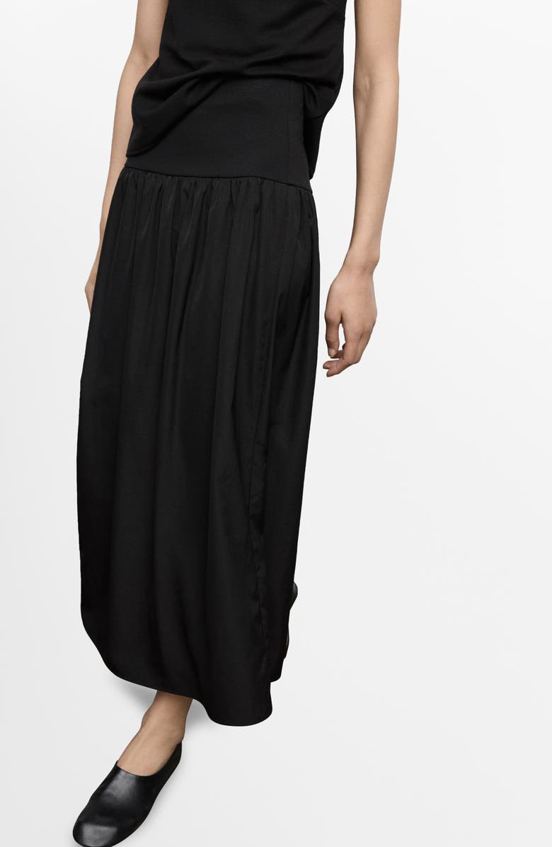 MANGO Gathered A-Line Skirt, Alternate, color, Black