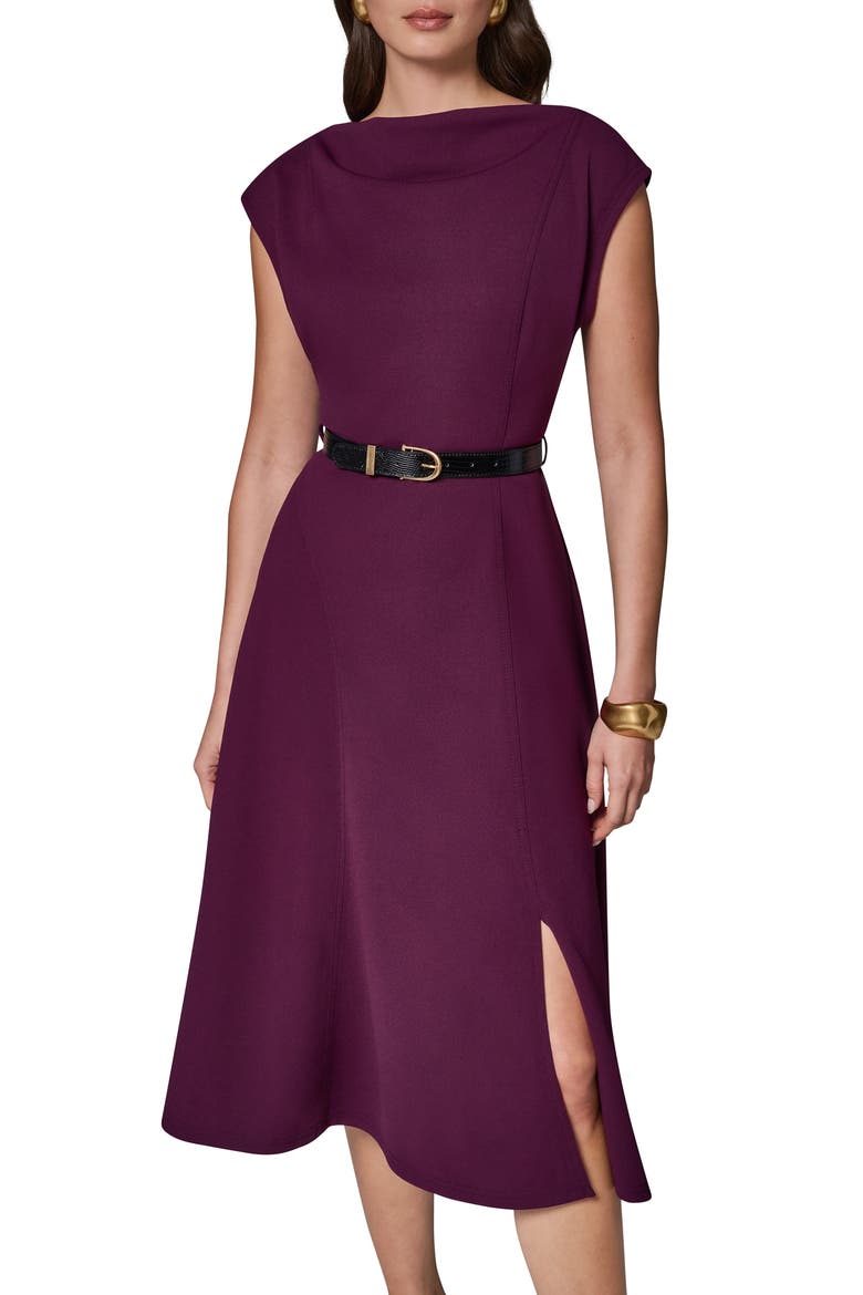 Cap Sleeve A-Line Dress, Alternate, color, BERRY