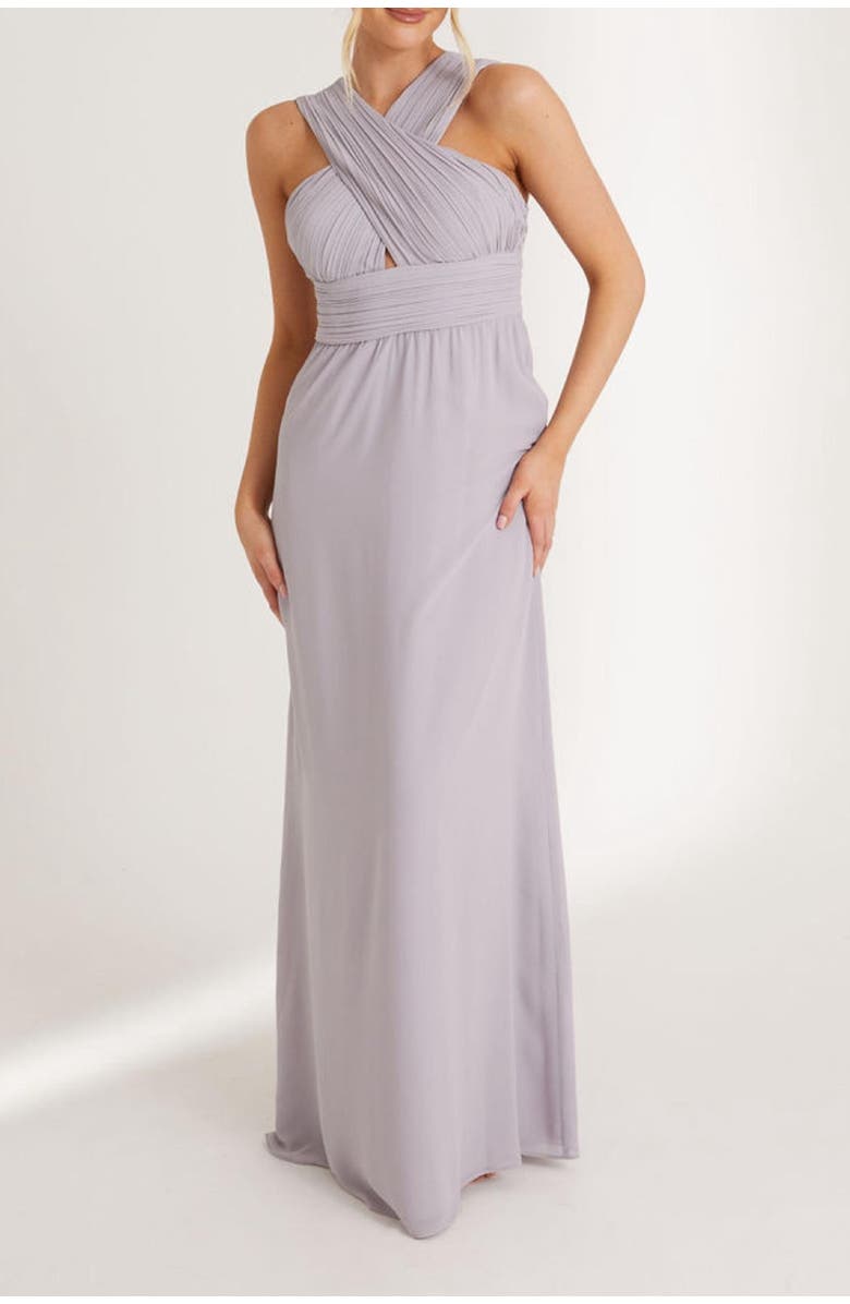 Six Stories Cross Neck Chiffon Bridesmaid Dress, Alternate, color, Lilac
