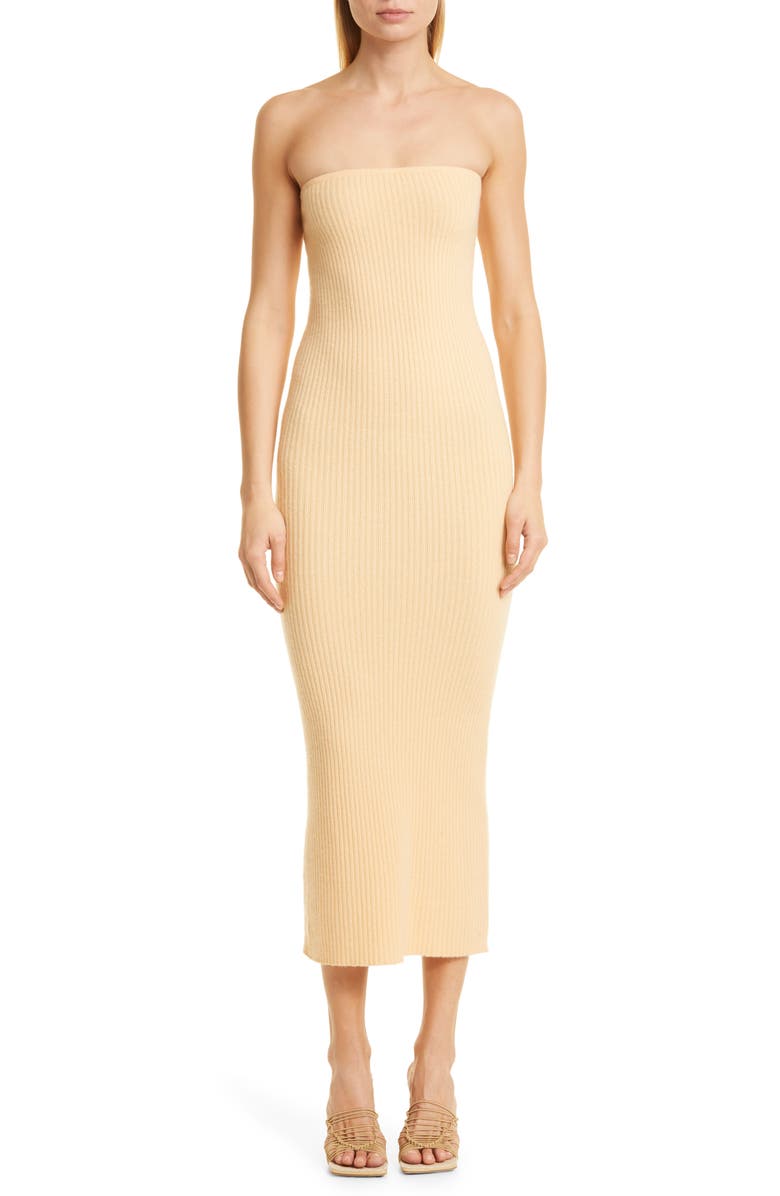 LAPOINTE Cashmere Ribbed Tube Midi Dress, Main, color, 