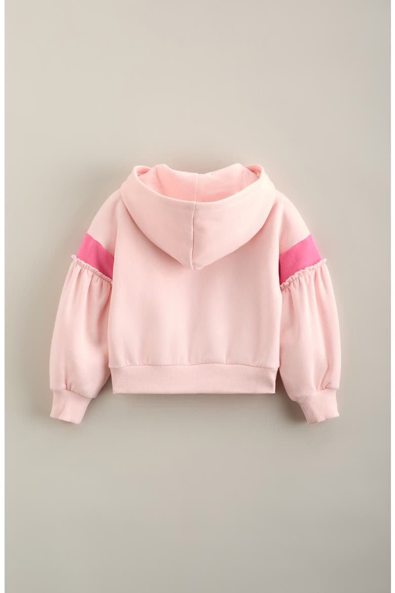 Kids' Bubble Sleeve Cotton Blend Hoodie, Alternate, color, PINK BALM RIBBON CHERRY