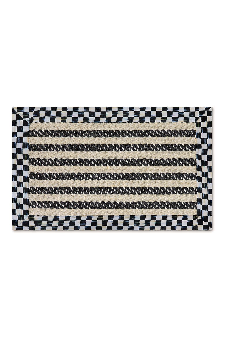 Courtly Check Herringbone Stripe Indoor Rug, Main, color, BLACK