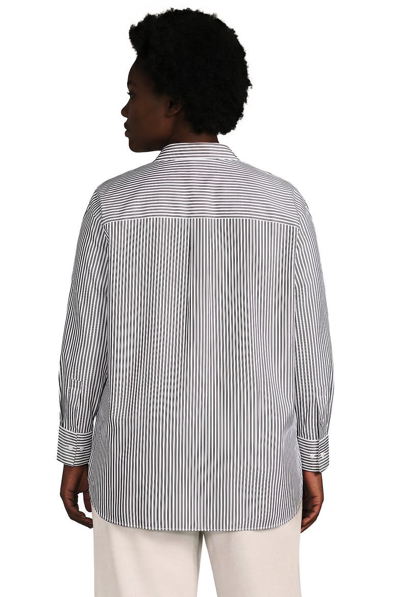 No Iron Oversized Poplin Extra Long Tunic, Alternate, color, Rich Coffee Double Stripe