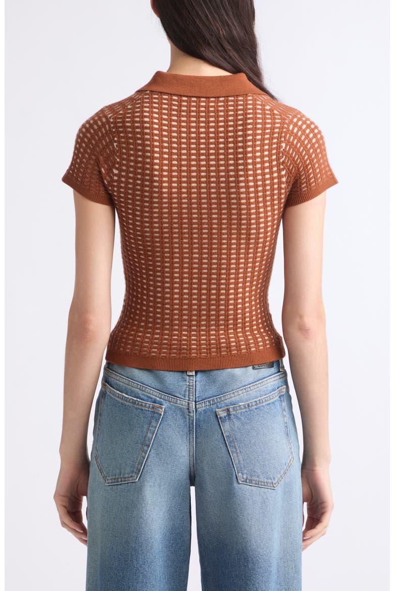 Shrunken Cashmere Waffle Polo, Alternate, color, BURNT SIENNA/ SANDSTONE