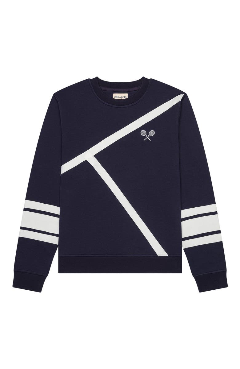 Ellsworth + Ivey Elle Women's Sweatshirt Tennis Lines, Main, color, Navy