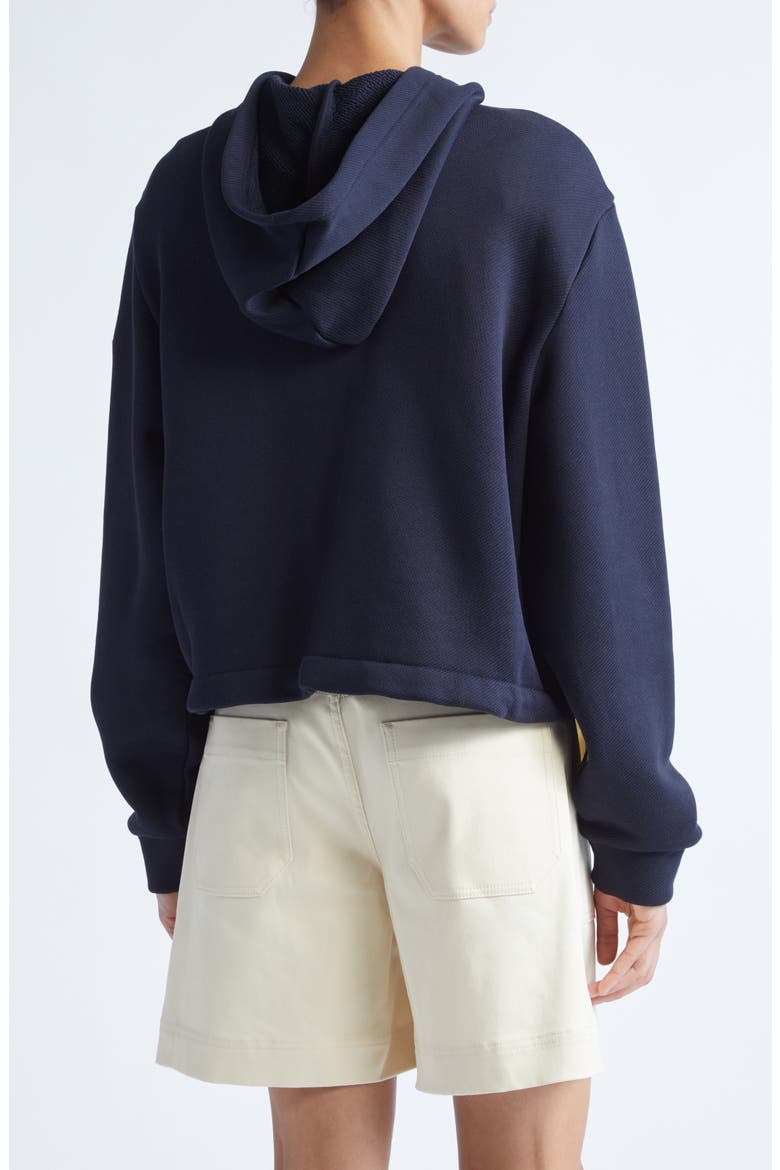 Knit Accent Cotton Blend Zip Hoodie, Alternate, color, DARK NAVY BLUE