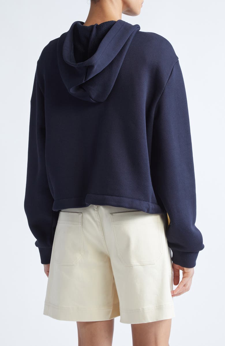 Moncler Knit Accent Cotton Blend Zip Hoodie, Alternate, color, Dark Navy Blue