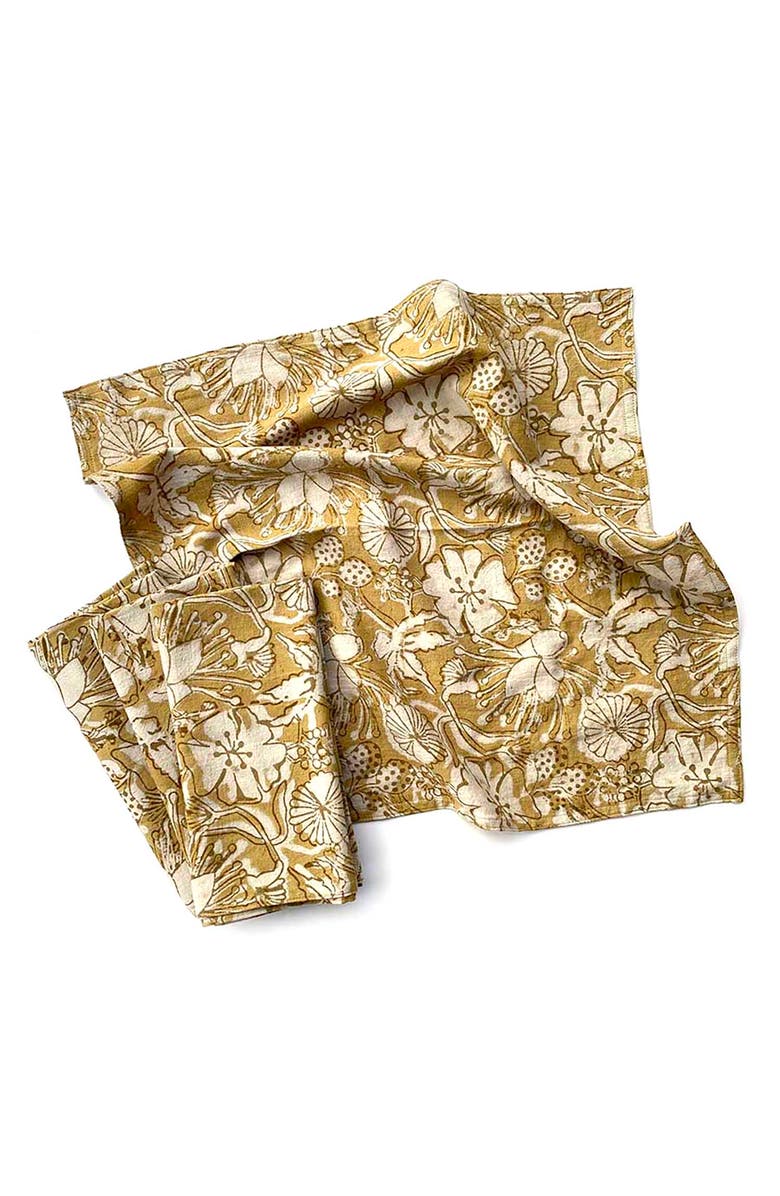 Ichcha Hand Block Print Cotton Napkins, Alternate, color, Gold
