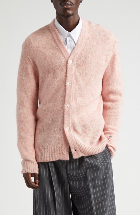 Mens pink cardigan hotsell