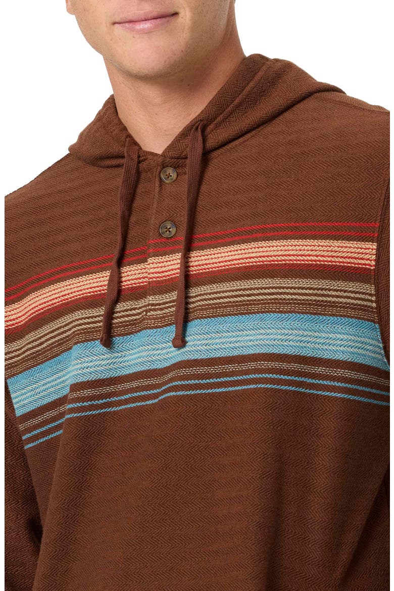 Bavaro Blocked Stripe Cotton Blend Hoodie, Alternate, color, COCONUT BROWN