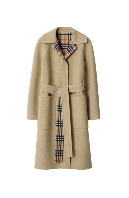 Burberry Breasted Reversible Coat In Brown