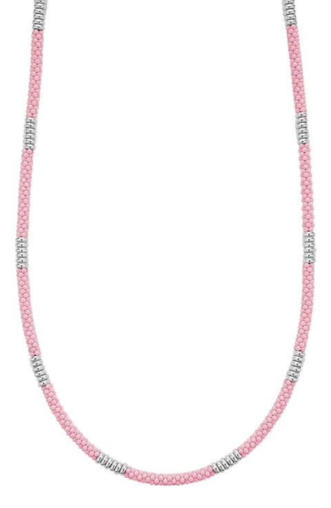 Pink Caviar Ceramic Station Necklace
