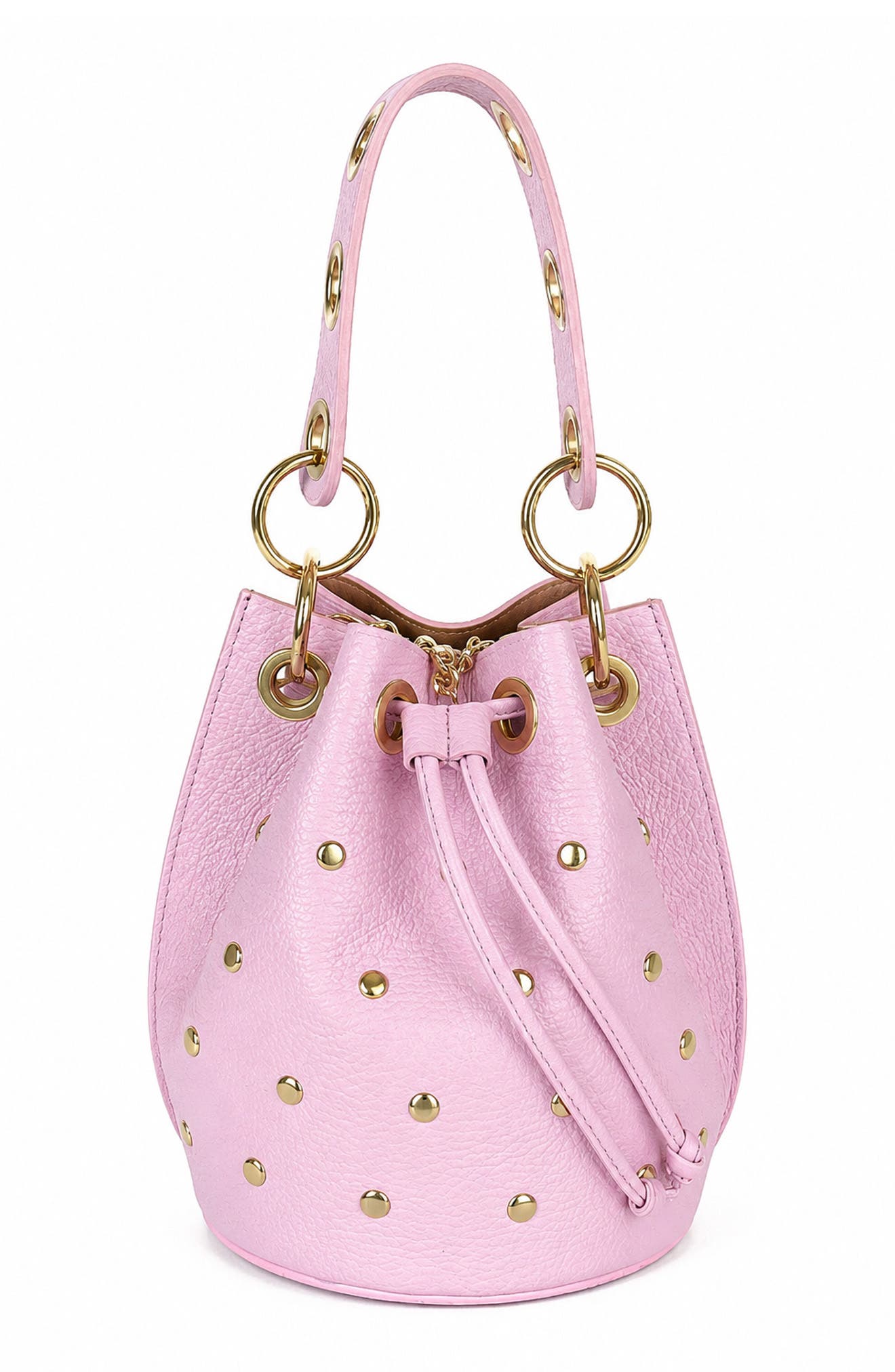 Paolina Studded Leather Bucket Bag