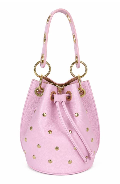 Paolina Studded Leather Bucket Bag