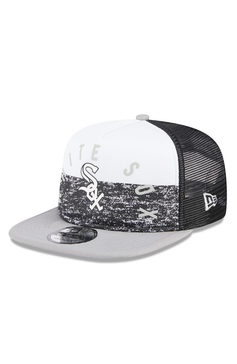 New Era Men's New Era White/Gray Chicago White Sox Team Foam Front A-Frame Trucker 9FIFTY Snapback Hat, Main, color, White