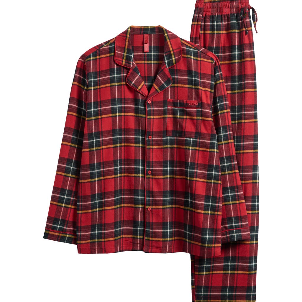 Skims Cotton Flannel Pajamas In Multi
