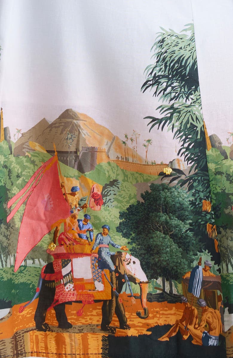 holiCHIC Misha Tie Waist Linen & Cotton Midi Skirt, Alternate, color, White