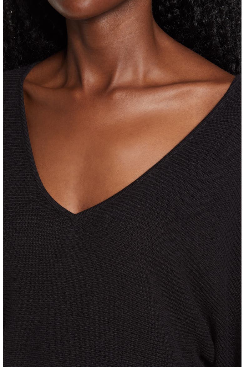 Dolman Sleeve V-Neck Sweater, Alternate, color, BLACK