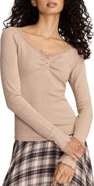 Lucky Brand Lace Trim Henley Top