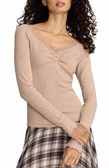 Lucky Brand Lace Trim Henley Top
