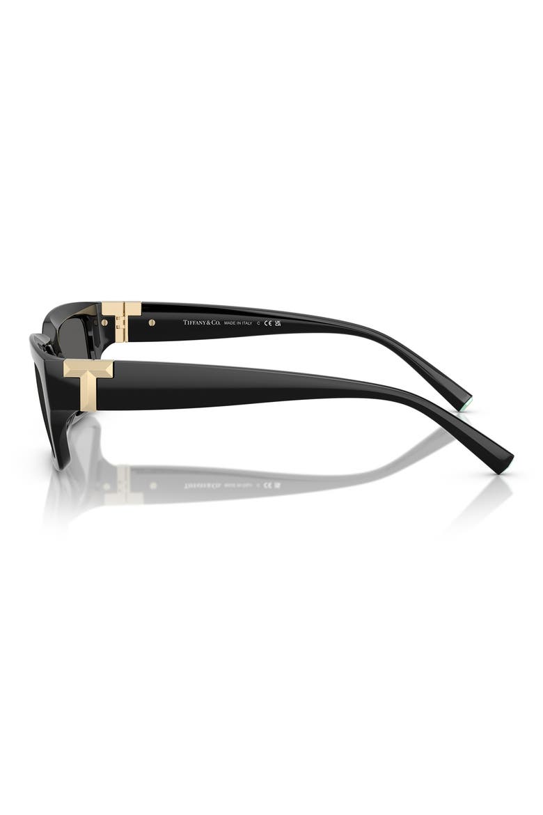 56mm Rectangular Sunglasses, Alternate, color, BLACK