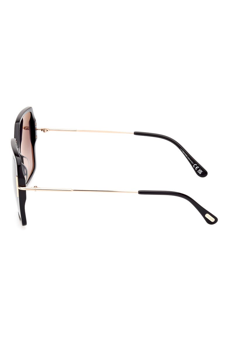 Joanna 59mm Gradient Butterfly Sunglasses, Alternate, color, SHINY BLACK ROSE GOLD / SMOKE