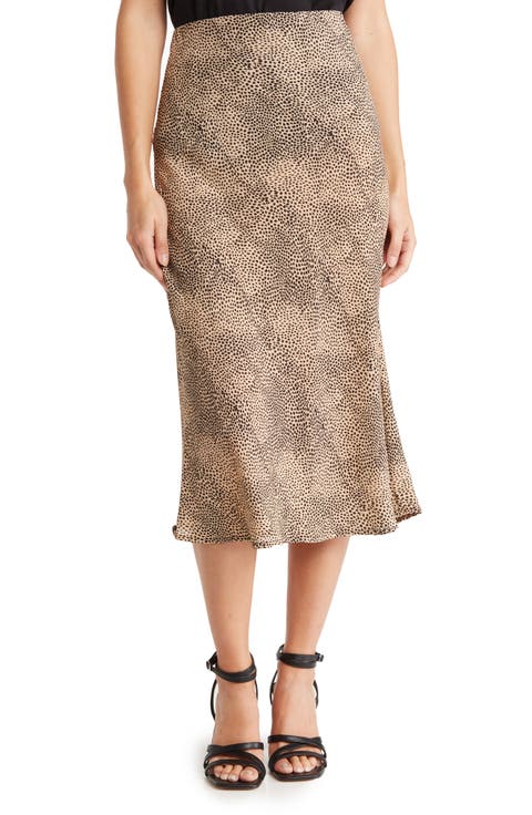 Ditsy Leopard Print Midi Skirt