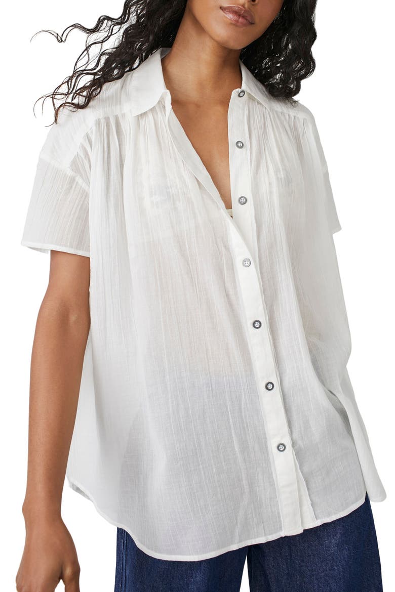 Float Away Button-Up Shirt, Main, color, OPTIC WHITE
