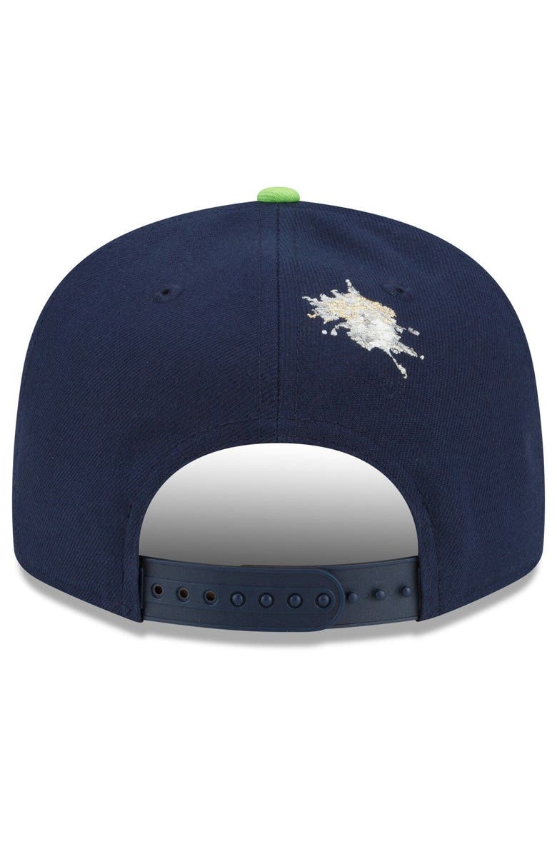 New Era x Staple Men's New Era Navy/Neon Green Seattle Seahawks NFL x Staple Collection 9FIFTY Snapback Adjustable Hat, Alternate, color, 