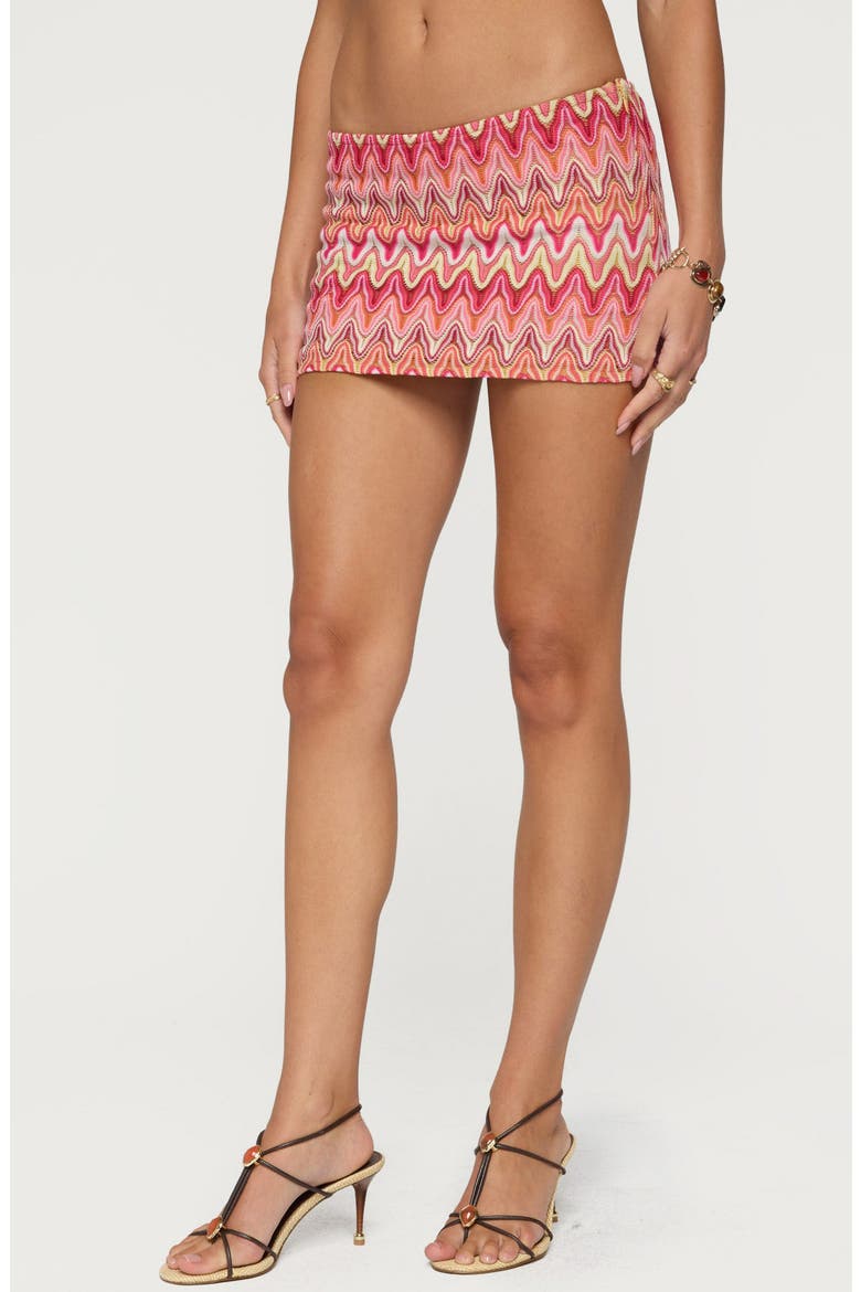 Saha Zigzag Crochet Mini Skort, Alternate, color, PINK