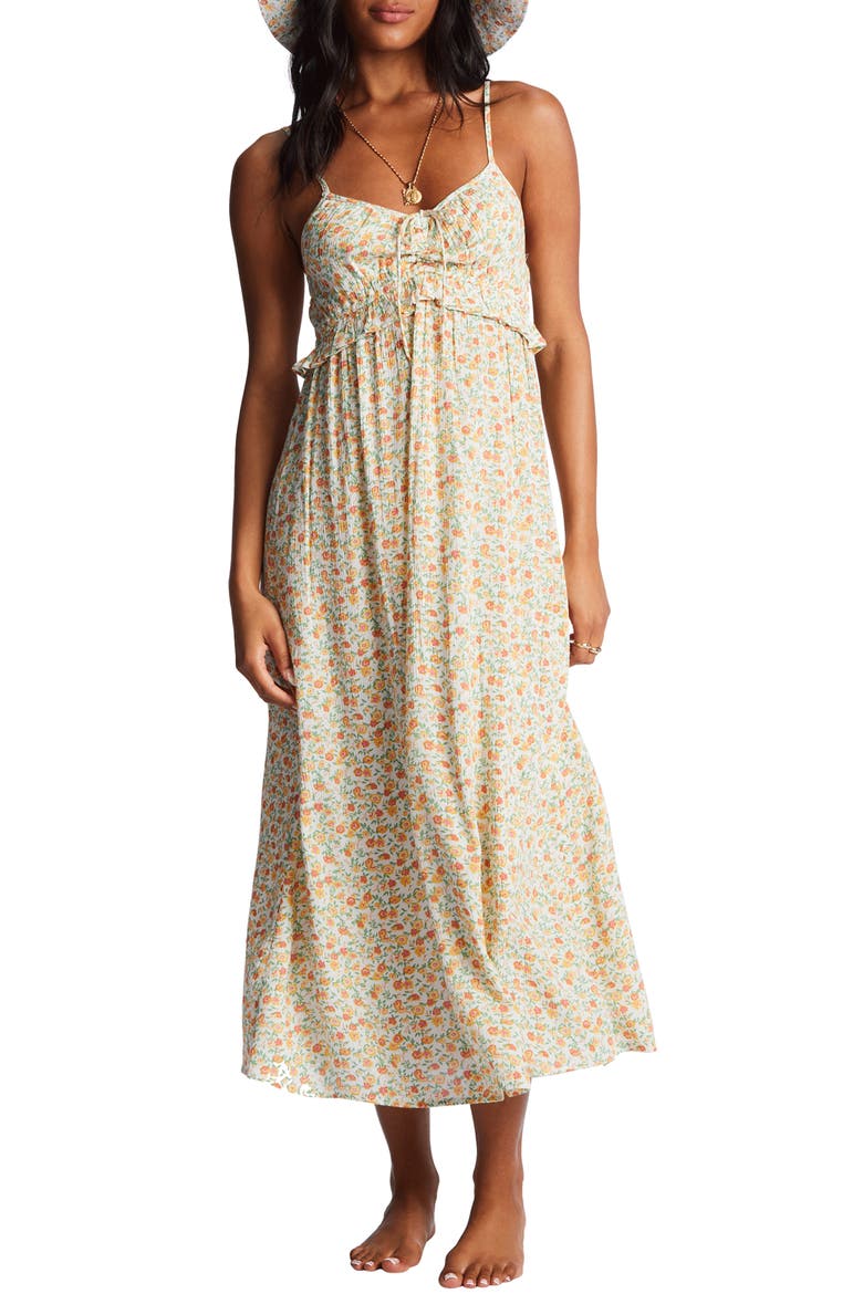 Rebel Heart Floral Midi Sundress, Main, color, SALT CRYSTAL