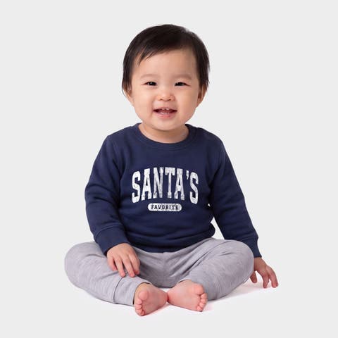 Santa's Favorite Arched Bold Crew Fleece Sweatshirt Baby