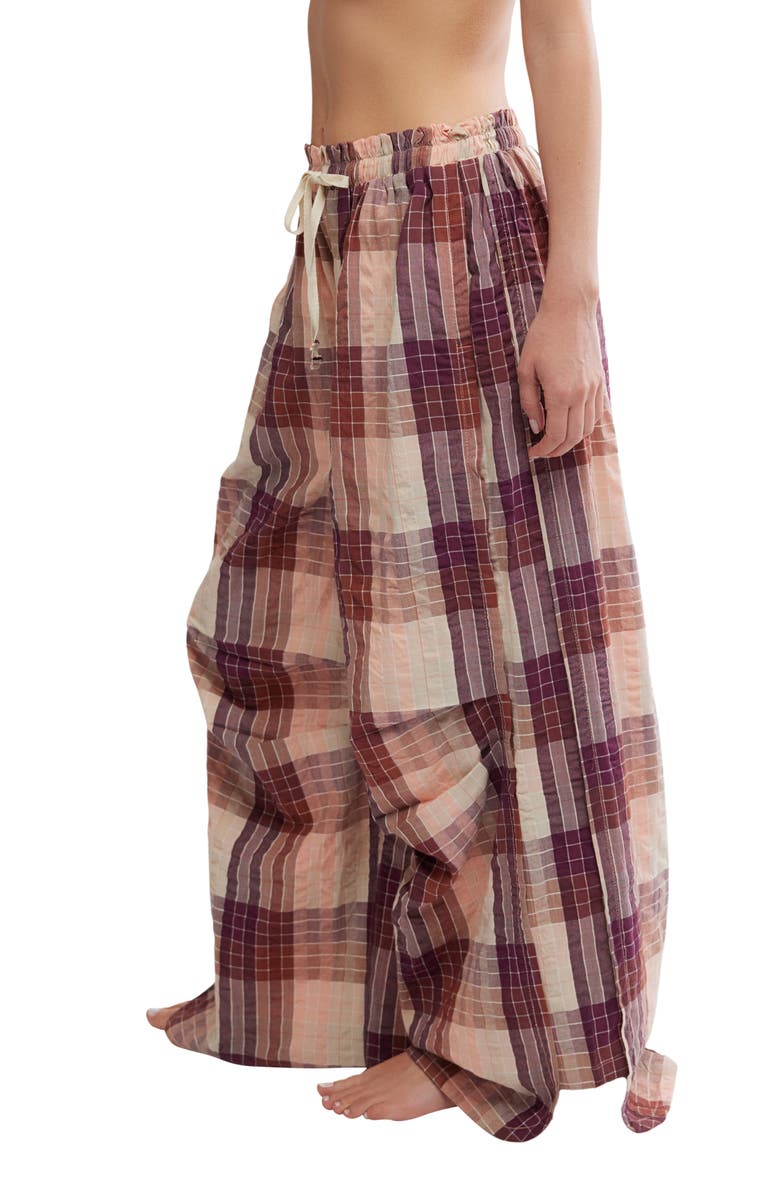 Free People Find the Time Wide Leg Pajama Pants, Alternate, color, Peach Combo