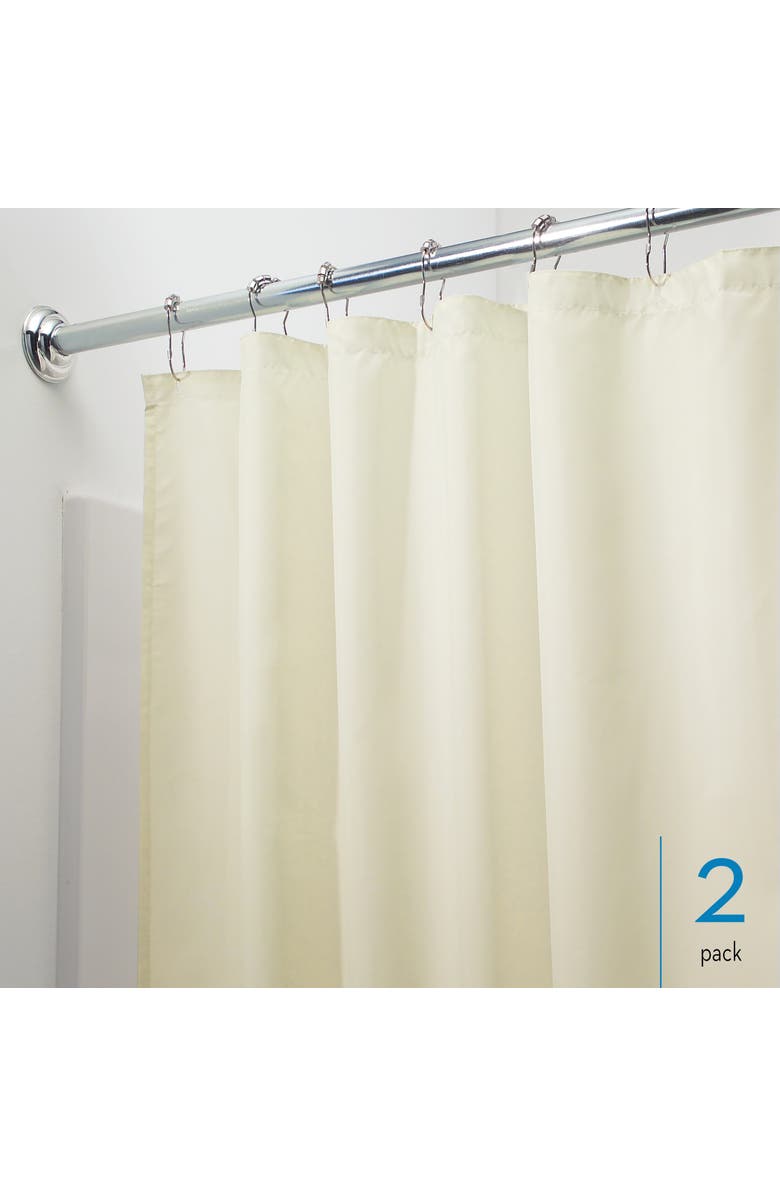 iDesign Solid Polyester Shower Curtain - 72" x 72" - Set of 2 - Brown, Main, color, Brown