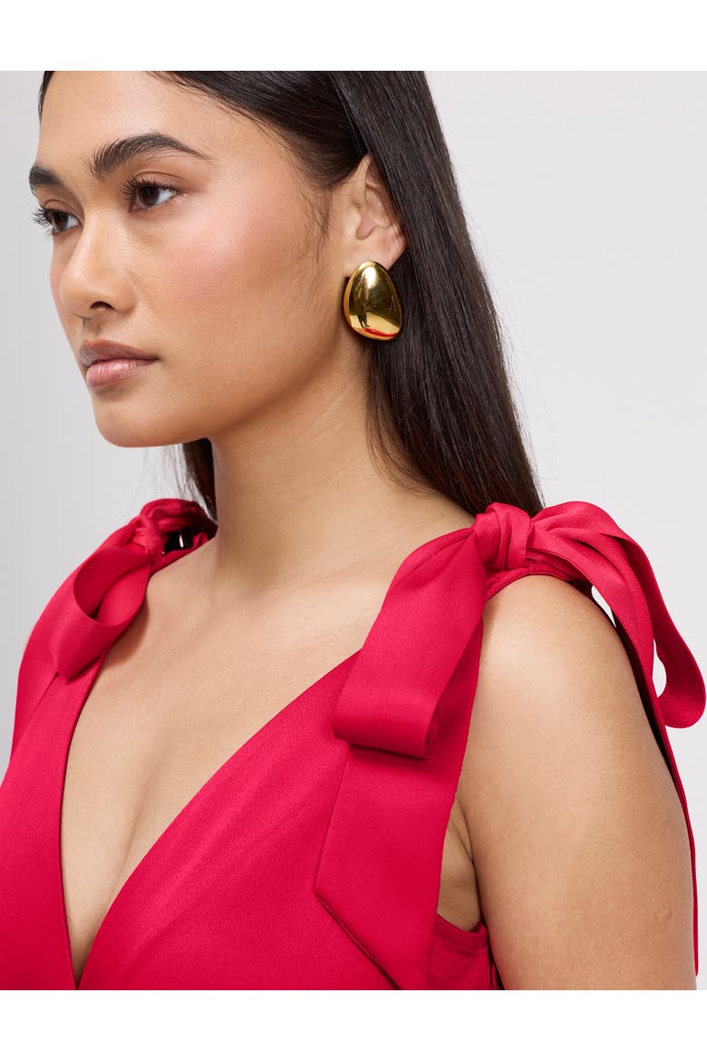 Nora Tie Shoulder Satin Maxi Dress, Alternate, color, Raspberry