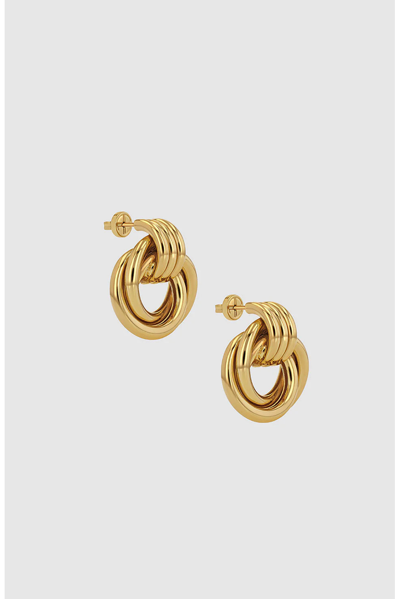 Triple Knot Earrings, Alternate, color, Gold